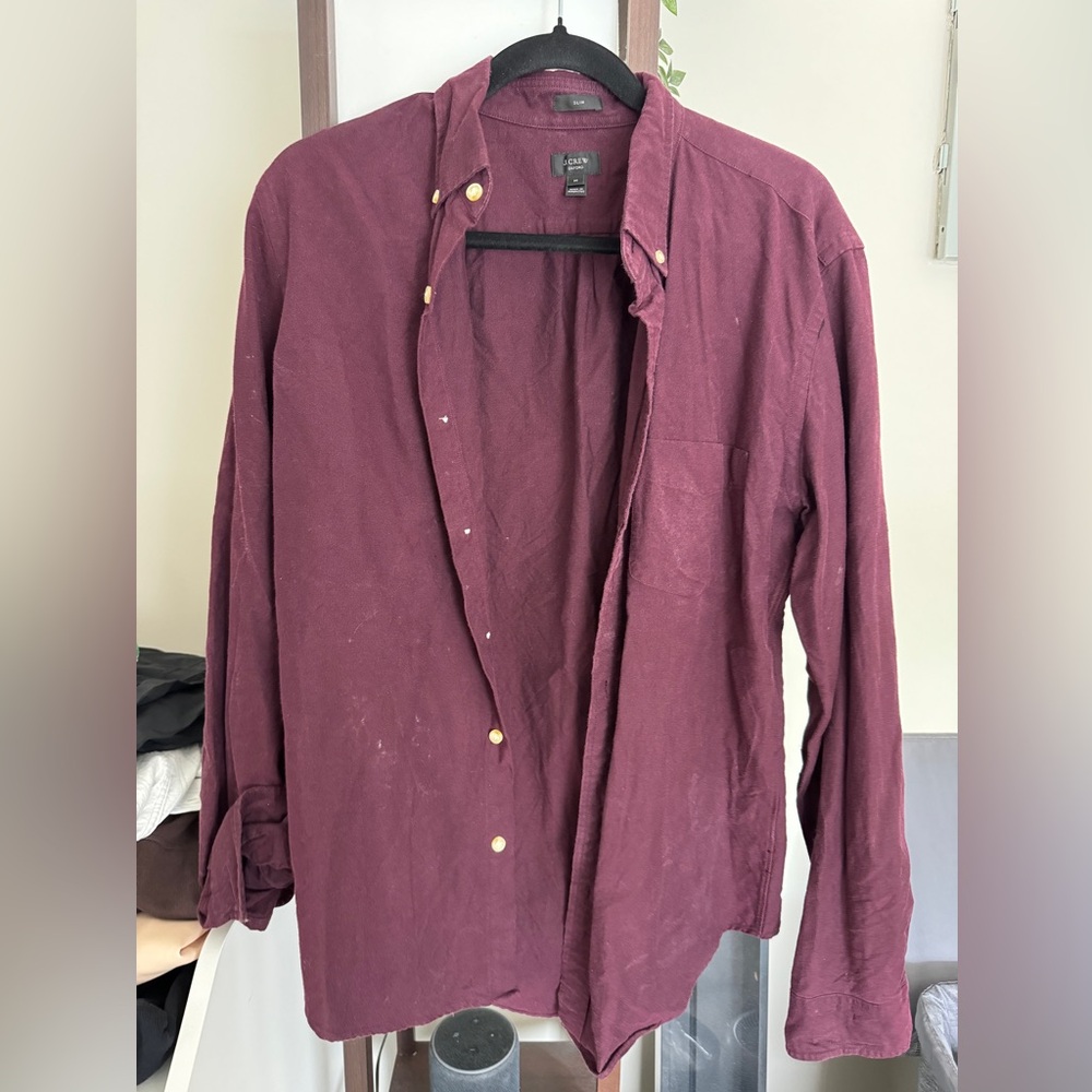 J Crew Burgundy Red Maroon Collared Shirt